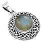 Round Labradorite Celtic Knot Silver Pendant