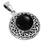 Round Black Onyx Celtic Knot Silver Pendant
