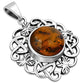 Baltic Amber Celtic Knot Shamrock leaves Silver Pendant