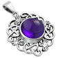 Amethyst Stone Celtic Knot Shamrock leaves Silver Pendant