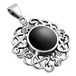 Black Onyx Celtic Knot Shamrock leaves Silver Pendant