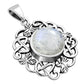 Rainbow Moonstone Celtic Shamrock leaves Silver Pendant