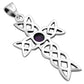 Amethyst Stone Cross Celtic Knot Silver Pendant