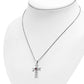 Garnet Stone Cross Celtic Knot Silver Pendant