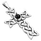 Black Onyx Celtic Knot Cross Silver Pendant