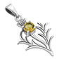 Small Silver Thistle Pendant set w/ Faceted Citrine Stone
