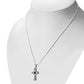 Garnet Stone Celtic Cross Silver Pendant