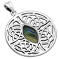 Large Round Celtic Silver Pendant w/ Abalone Shell