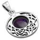 Amethyst Stone Round Celtic Knot Silver Pendant
