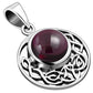 Garnet Round Celtic Knot Silver Pendant