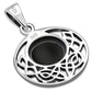 Black Onyx Round Celtic Knot Silver Pendant