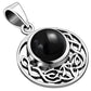 Black Onyx Round Celtic Knot Silver Pendant