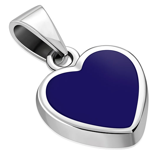 Lapiz Lazuli Blue Stone Heart Sterling Silver Pendant