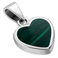 Green Malachite Heart Sterling Silver Pendant