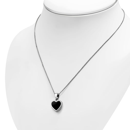 Black Onyx Heart Sterling Silver Pendant