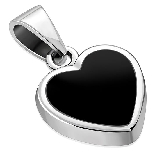 Black Onyx Heart Sterling Silver Pendant