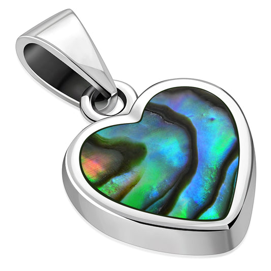 Abalone Shell Heart Sterling Silver Pendant