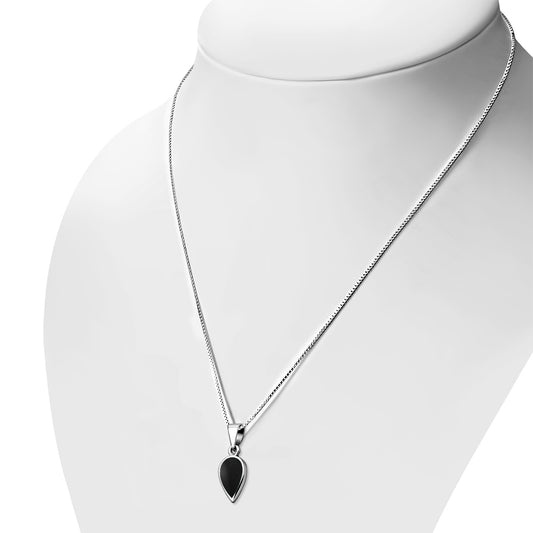 Black Onyx Drop Silver Pendant