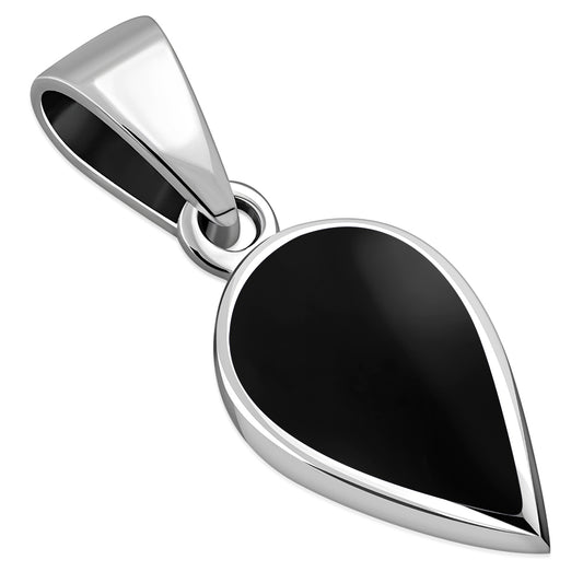 Black Onyx Drop Silver Pendant