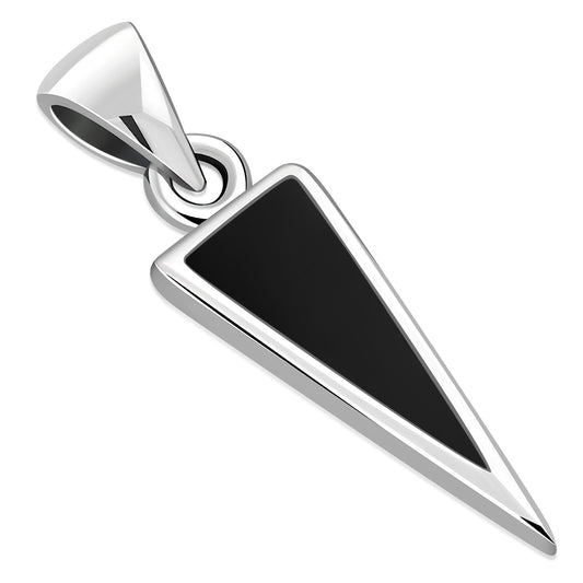 Black Onyx Triangle Silver Pendant