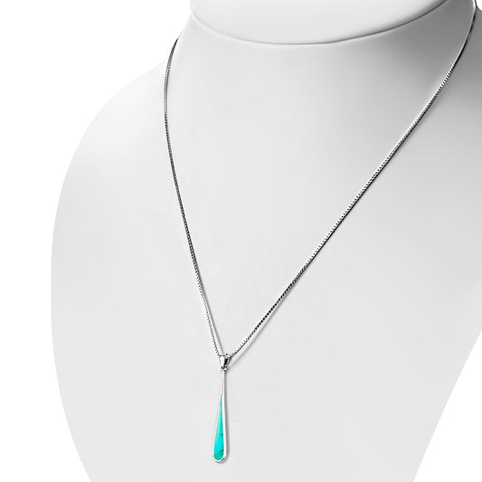 Long Turquoise Drop Sterling Silver Pendant