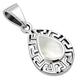 Mother of Pearl Drop Greek Key Silver Pendant