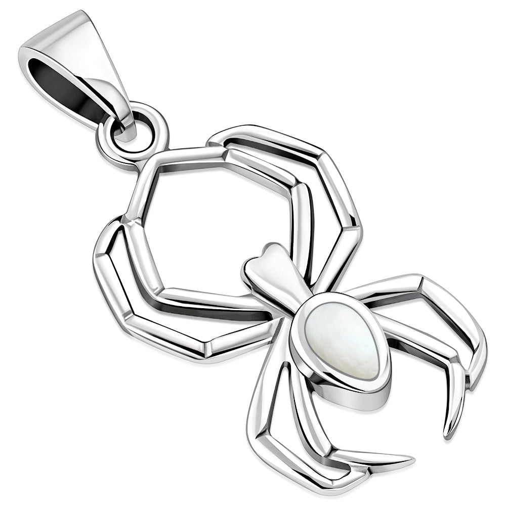 Mother of Pearl Spider Sterling Silver Pendant