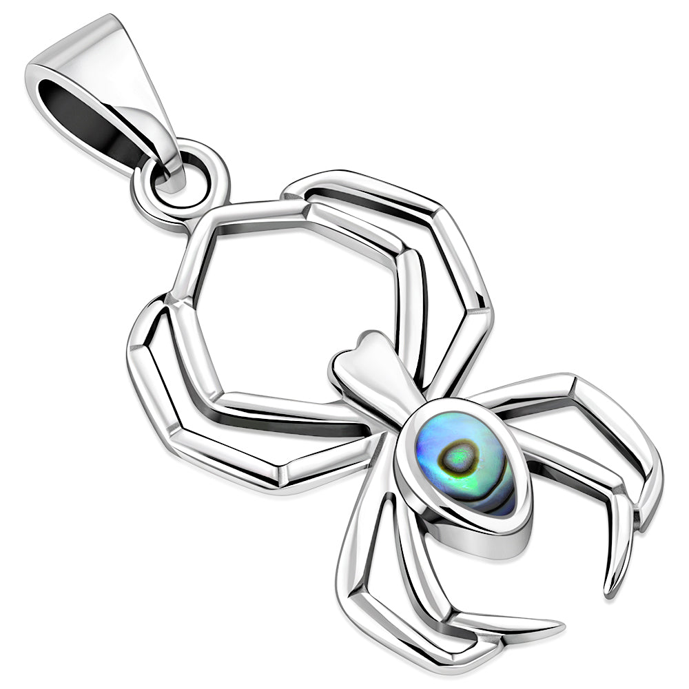 Abalone Shell Spider Sterling Silver Pendant