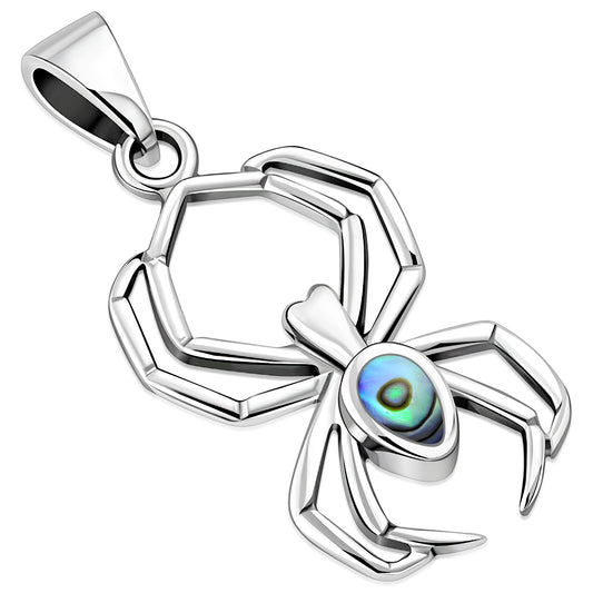 Abalone Shell Spider Sterling Silver Pendant