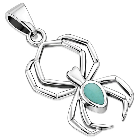 Turquoise Spider Sterling Silver Pendant