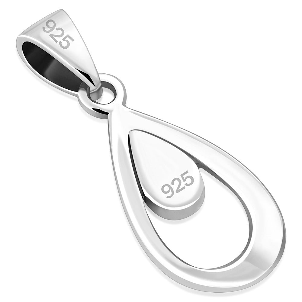 Black Onyx Drop Silver Pendant