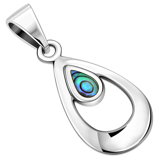 Abalone Shell Drop Silver Pendant