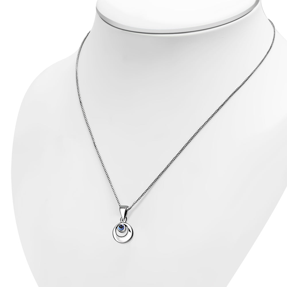 Abalone Shell Round Sterling Silver Pendant