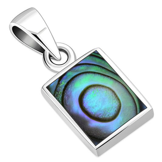 Abalone Shell Rectangle Silver Pendant