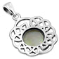 Round Celtic Knot Silver Pendant set w/ Mother of Pearl