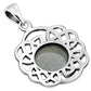 Round Celtic Silver Pendant set w/ Rainbow Moonstone