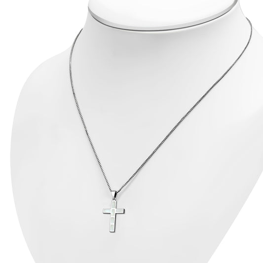 Mother of Pearl Silver Cross Pendant