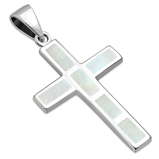 Mother of Pearl Silver Cross Pendant
