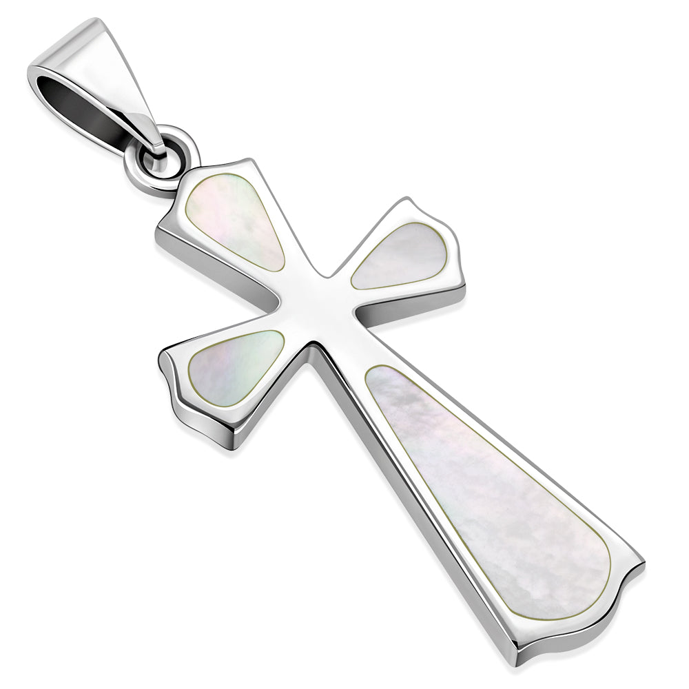 Mother of Pearl Silver Cross Pendant
