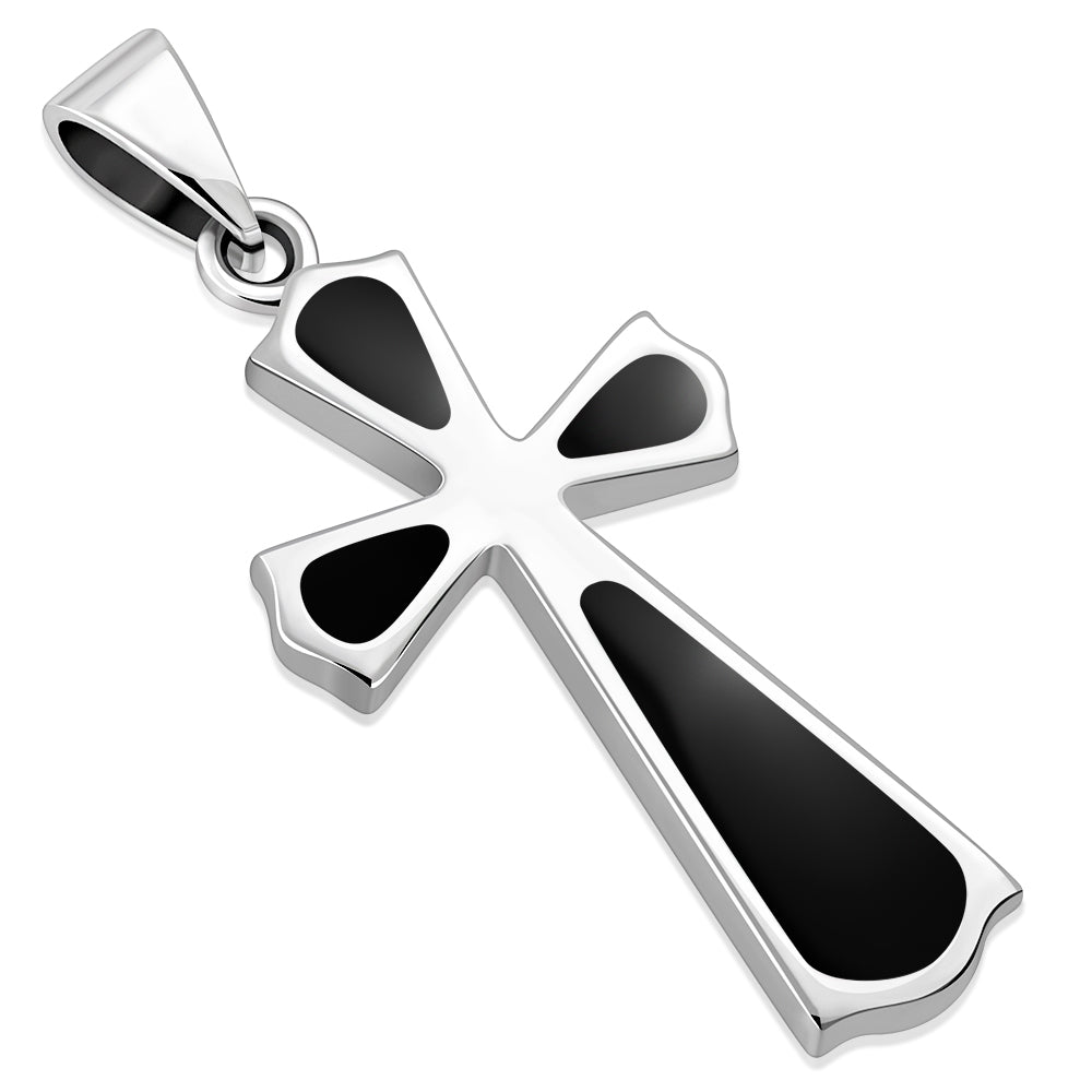 Black Onyx Cross Silver Pendant