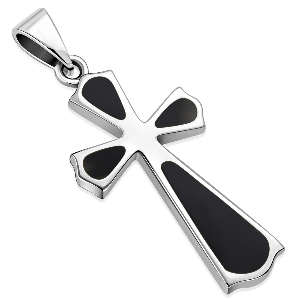 Black Onyx Cross Silver Pendant