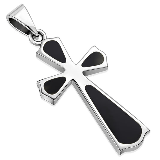 Black Onyx Cross Silver Pendant