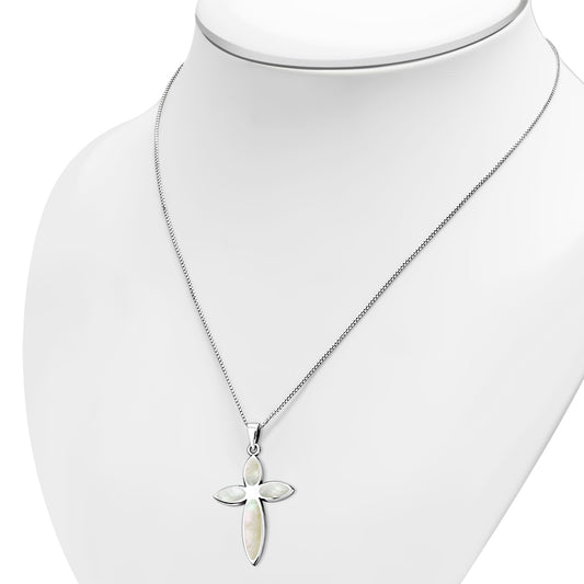 Mother of Pearl Cross Silver Pendant