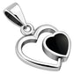 Black Onyx Hearts Silver Pendant
