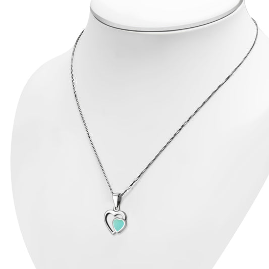 Turquoise Hearts Sterling Silver Pendant