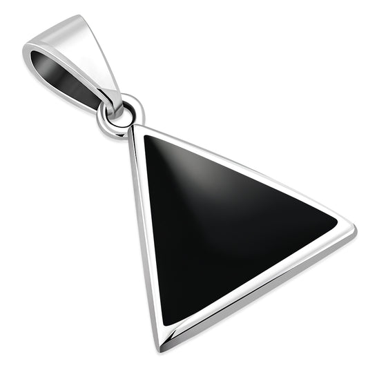 Black Onyx Triangle Silver Pendant