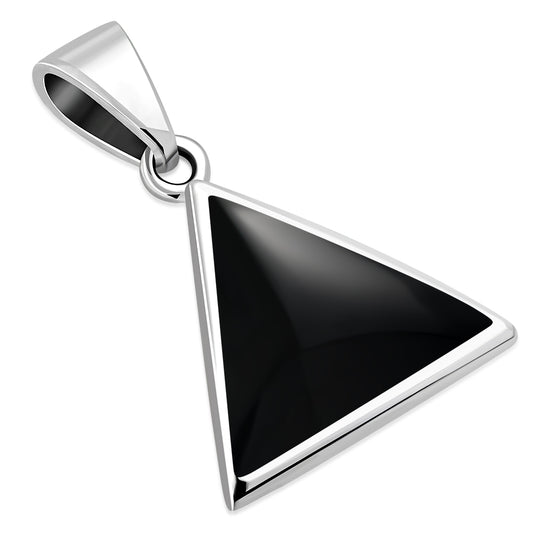 Black Onyx Triangle Silver Pendant