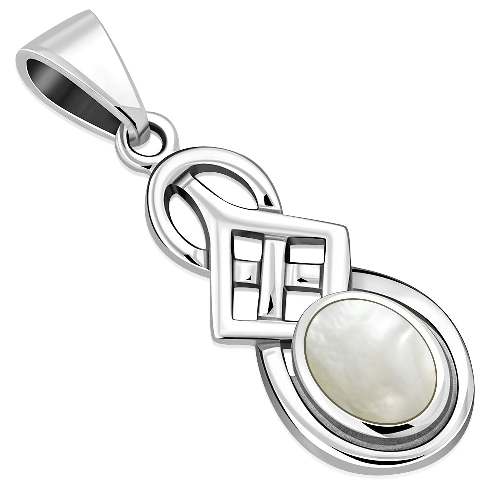 Mother of Pearl Celtic Knot Silver Pendant