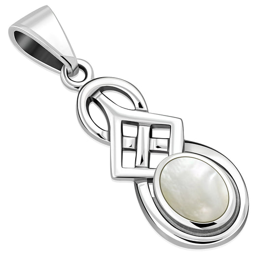 Mother of Pearl Celtic Knot Silver Pendant