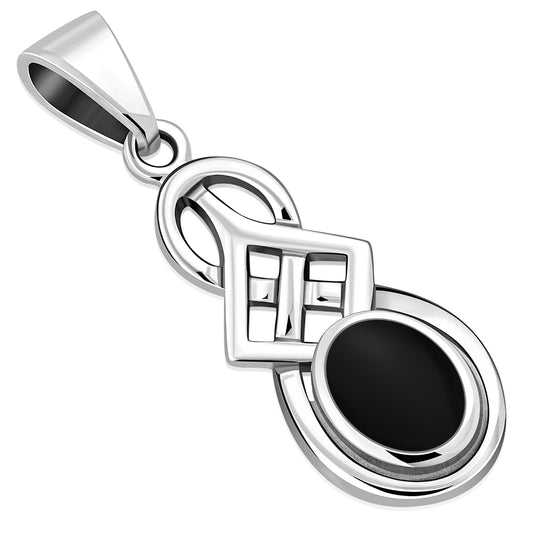 Black Onyx Celtic Knot Silver Pendant
